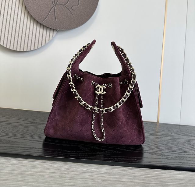 CC suede calfskin 25 small handbag AS5293 burgundy