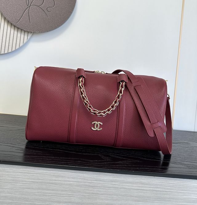 CC grained calfskin bowling bag AS6216 bordeaux