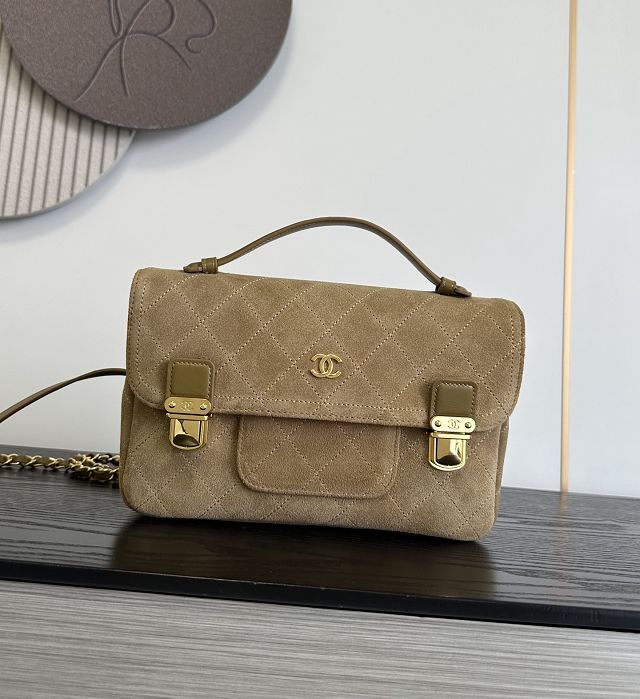 CC suede calfskin backpack AS6465 dark beige