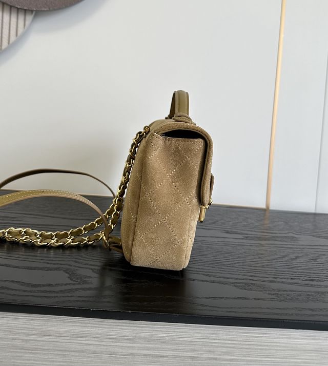 CC suede calfskin backpack AS6465 dark beige