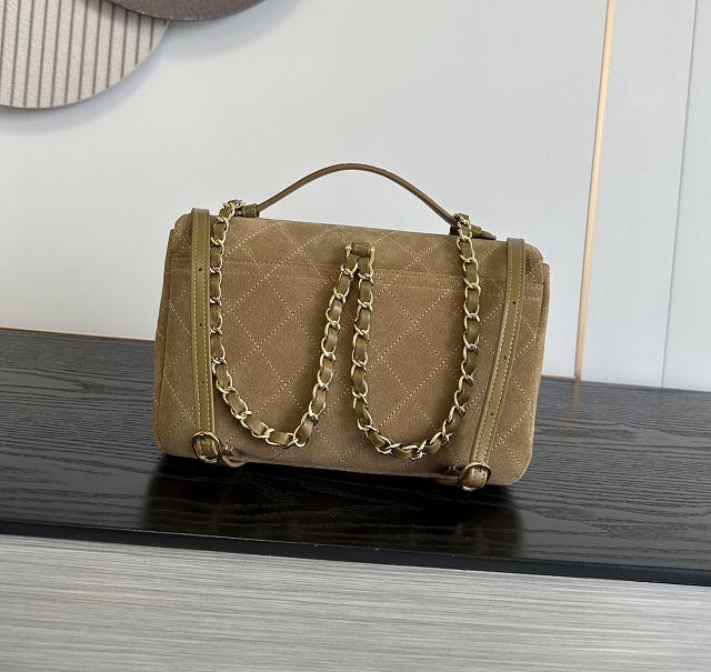 CC suede calfskin backpack AS6465 dark beige