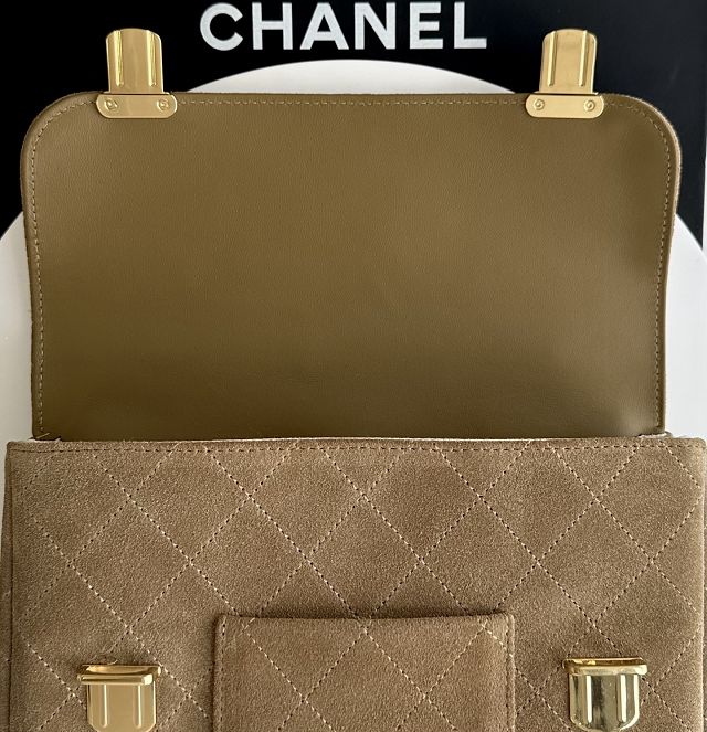 CC suede calfskin backpack AS6465 dark beige