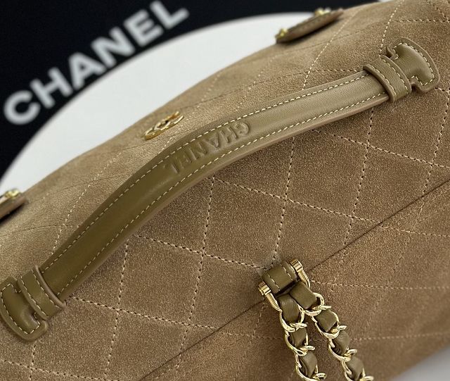 CC suede calfskin backpack AS6465 dark beige