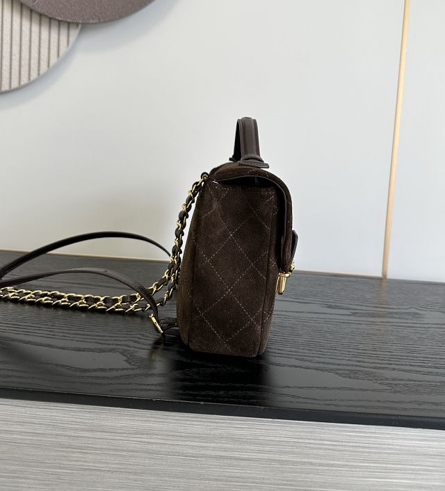 CC suede calfskin backpack AS6465 dark brown