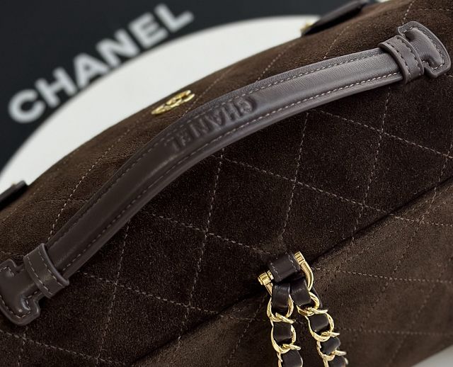 CC suede calfskin backpack AS6465 dark brown