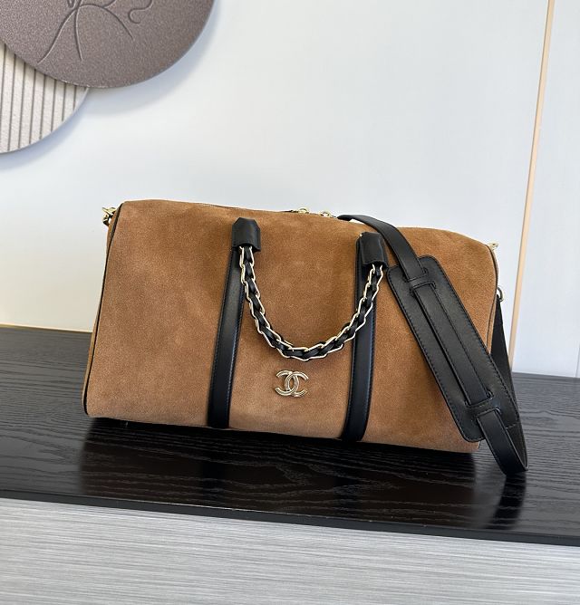 CC suede calfskin bowling bag AS6216 brown