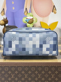 Louis vuitton original denim locker dopp kit M15109 blue