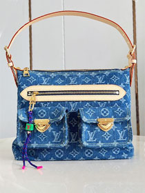 Louis vuitton original denim baggy bag M27329 blue