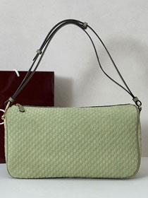 GG original suede calfskin half horsebit large bag 862530 green