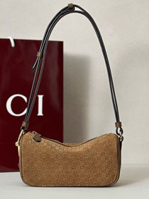 GG original suede calfskin half horsebit mini bag 860784 brown