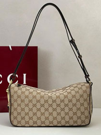 GG original canvas half horsebit medium bag 860787 brown