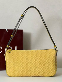 GG original suede calfskin half horsebit medium bag 860787 yellow