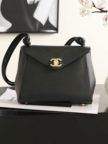 CC calfskin small flap bag AS6223 black