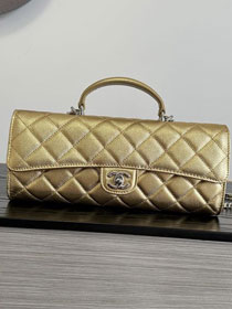 CC grained calfskin clutch with chain vanity with chain AP5346 gold