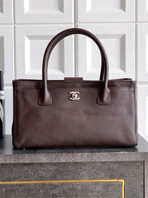 CC grained calfskin small tote bag AS2156 dark brown
