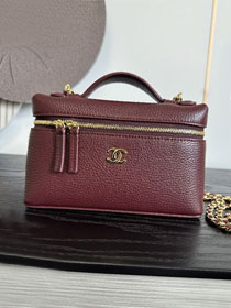 CC grained calfskin small vanity with chain AP5346 bordeaux