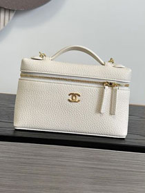 CC grained calfskin small vanity with chain AP5346 white