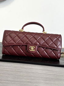 CC lambskin clutch with chain AP5280 bordeaux