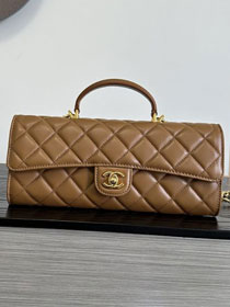 CC lambskin clutch with chain AP5280 brown
