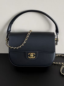CC calfskin top handle mini flap bag AS6424 black