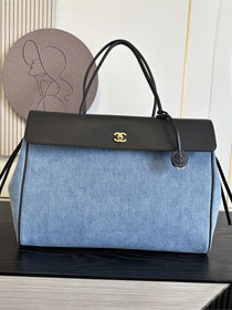 CC denim&calfskin large shopping bag AS6289 blue