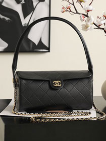 CC lambskin clutch with chain AP5294 black