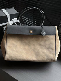CC suede calfskin large shopping bag AS6289 black
