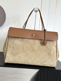 CC suede calfskin large shopping bag AS6289 brown